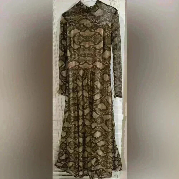 Snake Print Sheer Dress, Size 6 - Picture 1 of 6